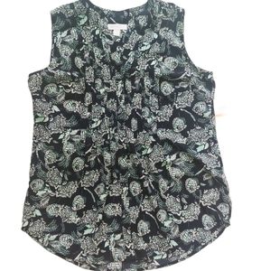 Charter Club Petite Button-Down Sleeveless Pleated Tunic Size PS